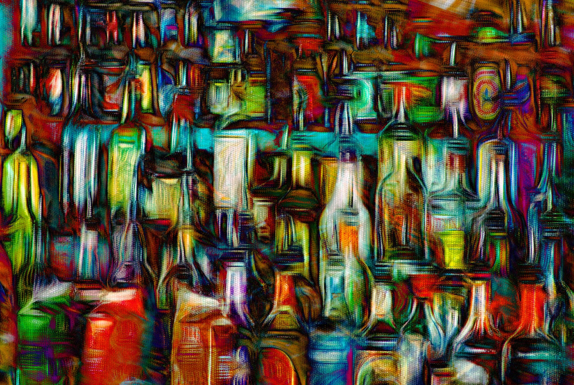 blurred whiskey bottles