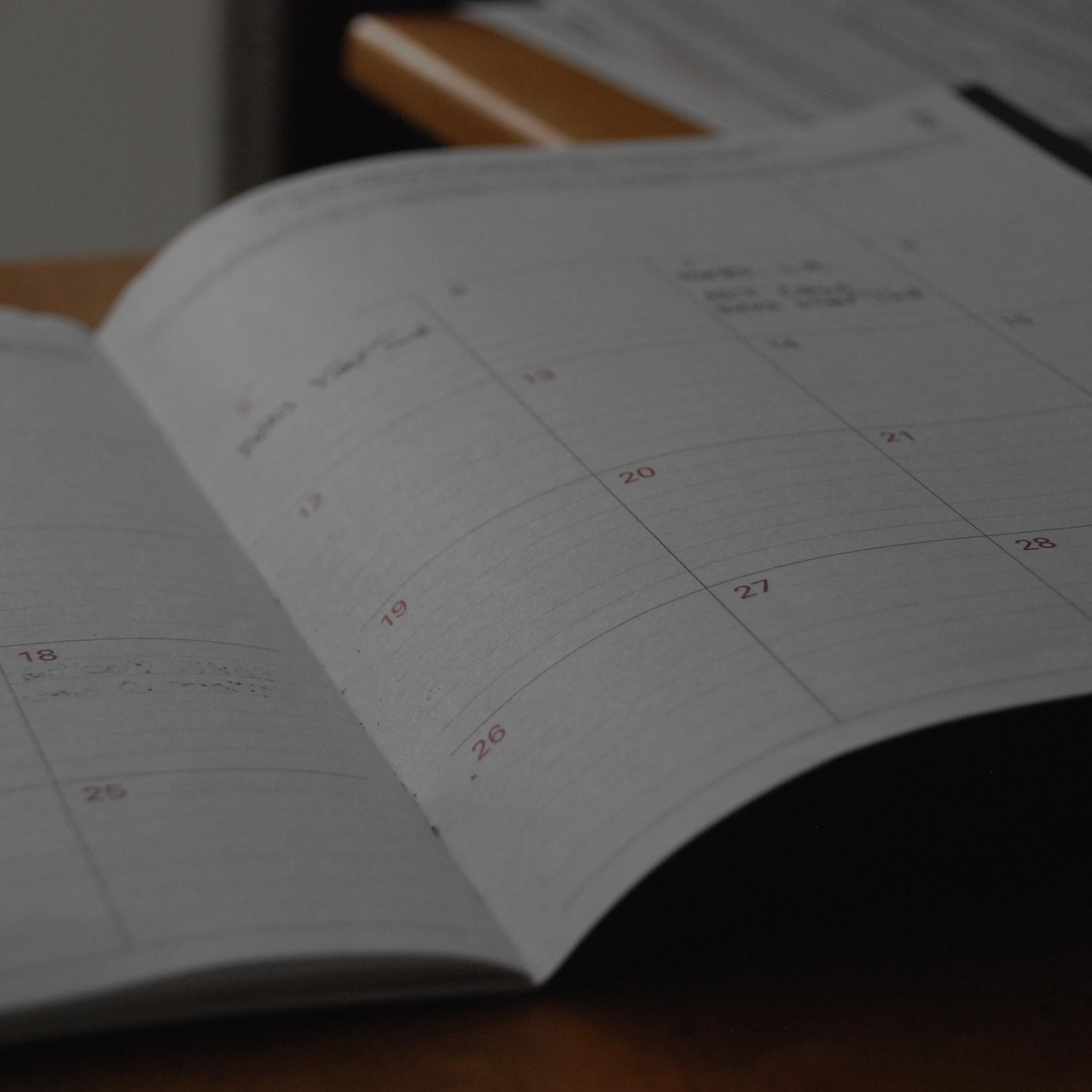 close up of calendar