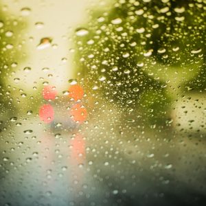 raindrops on glass windshield