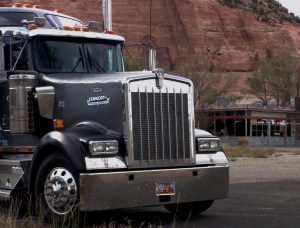 close up of tractor trailer truck