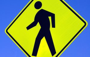 close up of pedestrian cross sign