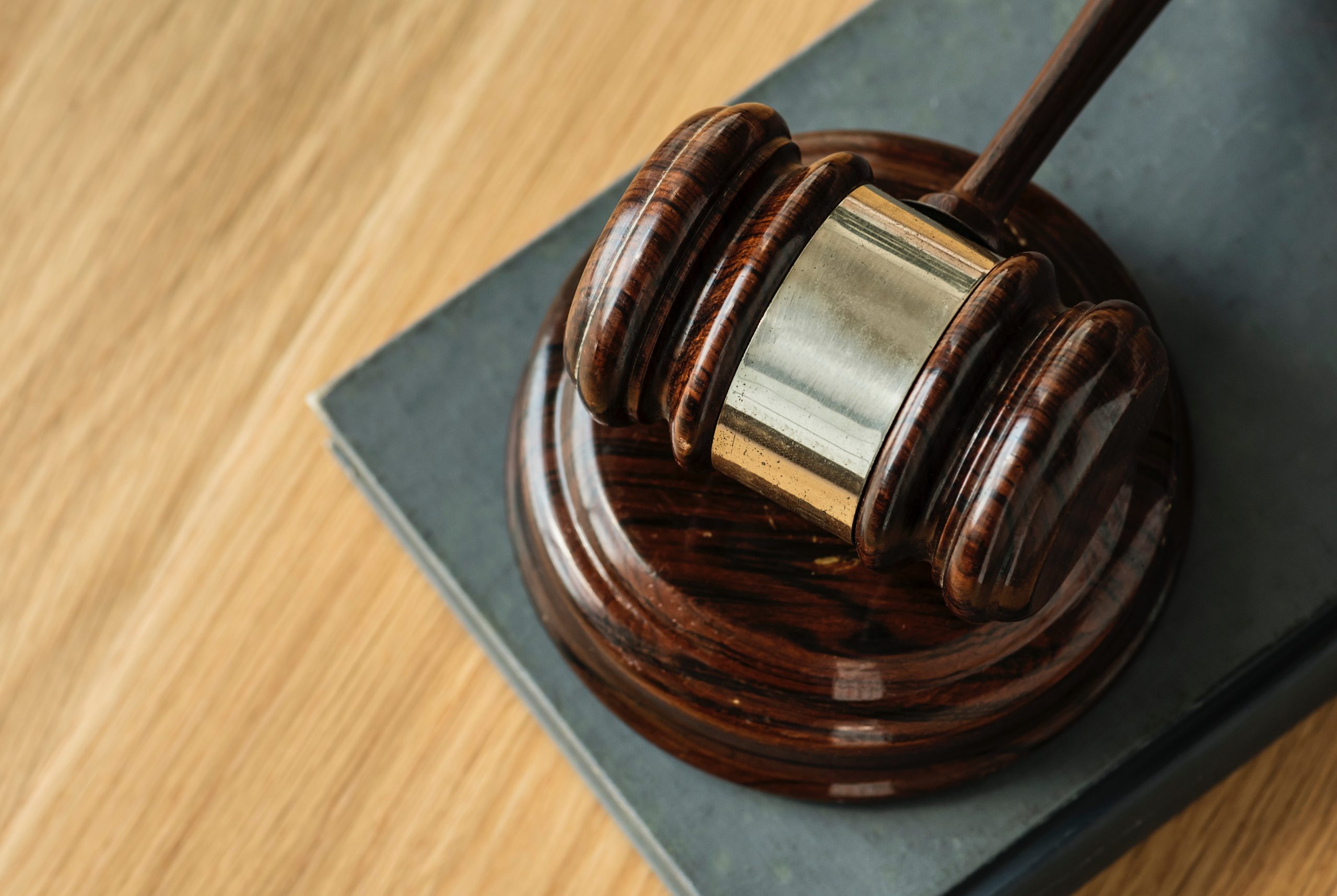 close up of wooden judges gavel