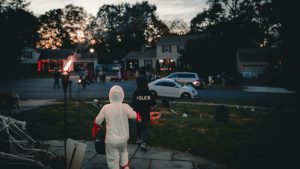 halloween trick or treating in neighborhood
