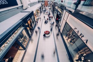 birds eye view of shopping mall