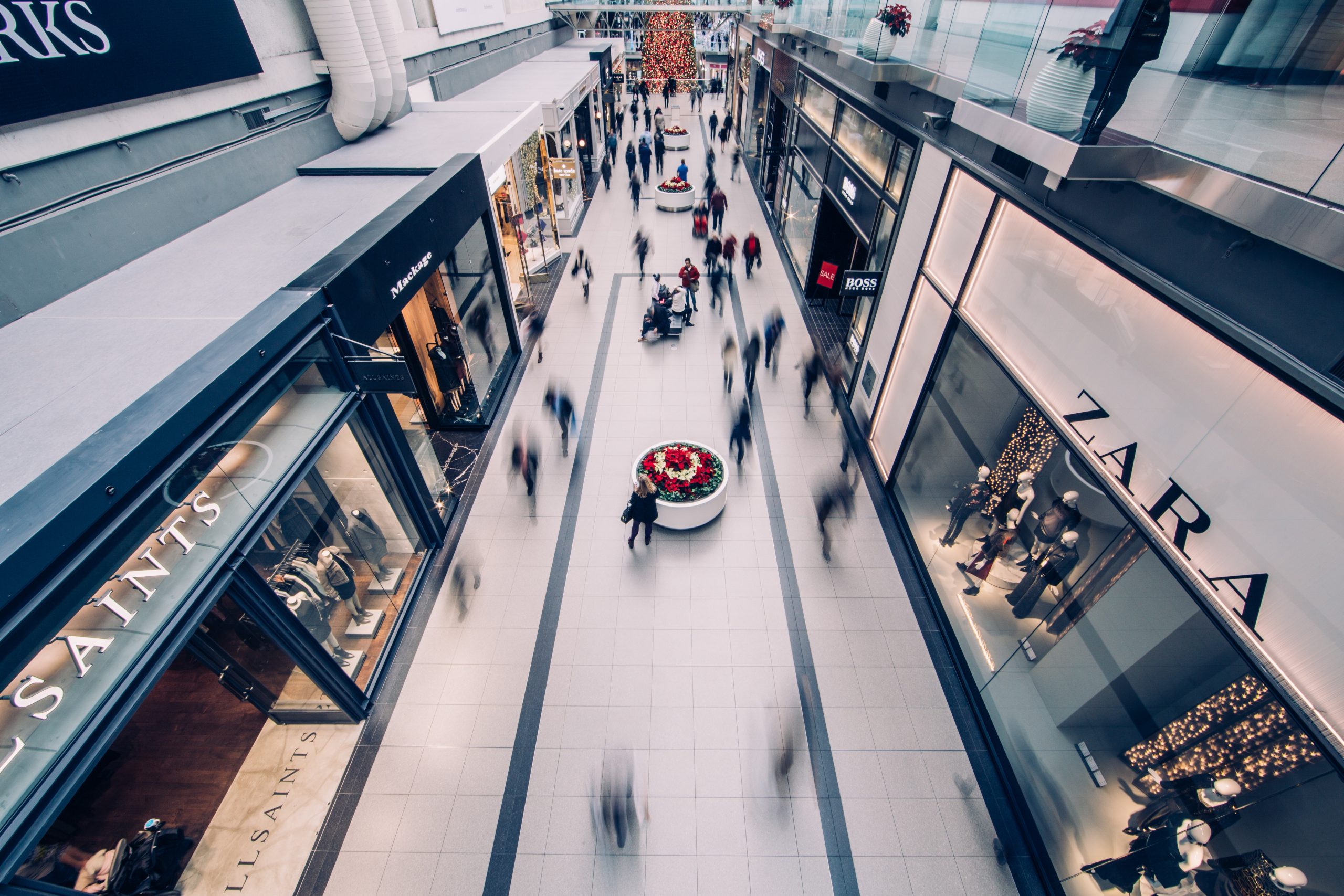 birds eye view of shopping mall