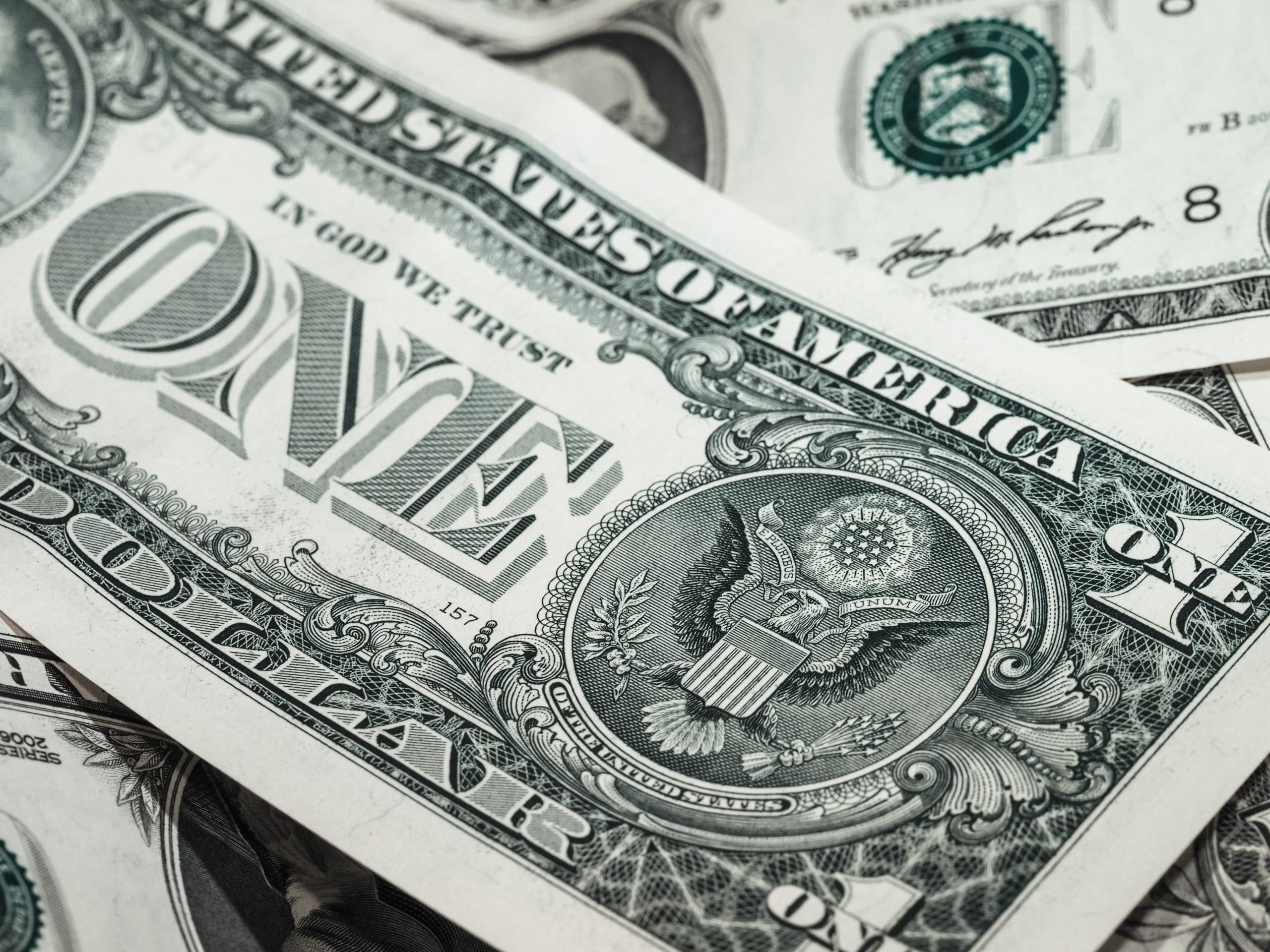close up of us dollar bills