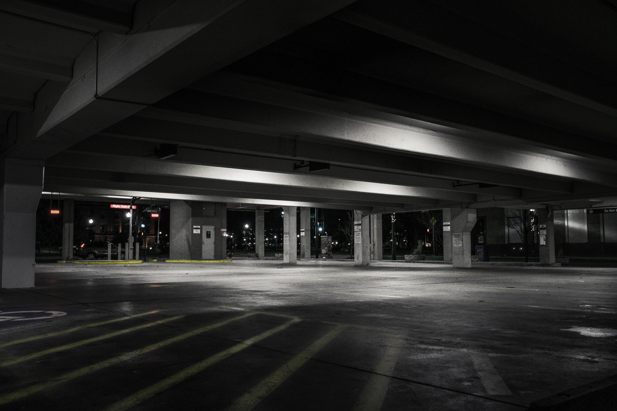 empty parking lot in parking garage