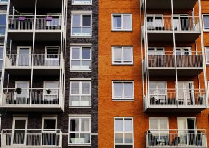 two toned apartment building with balconies