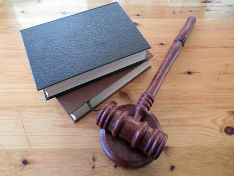 judges wooden gavel and two books