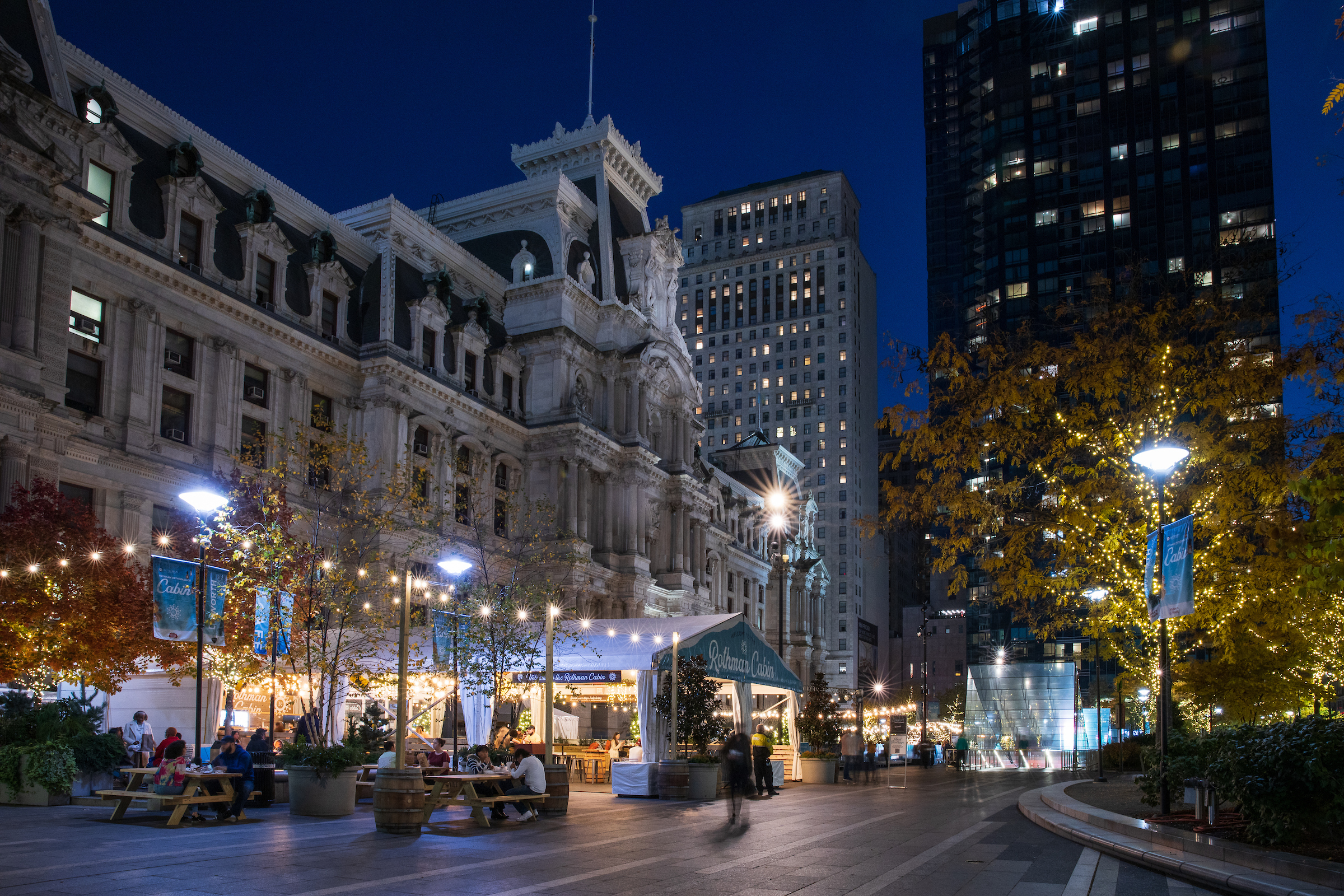 nighttime photo of Philadelphia's City Hall