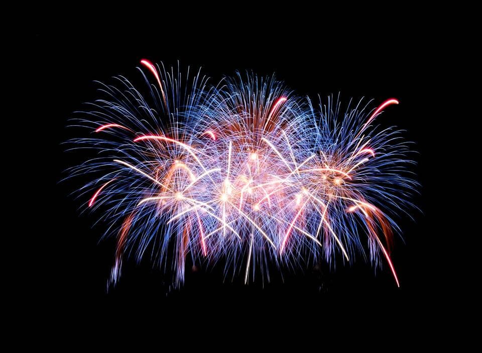 4th of July fireworks in night sky