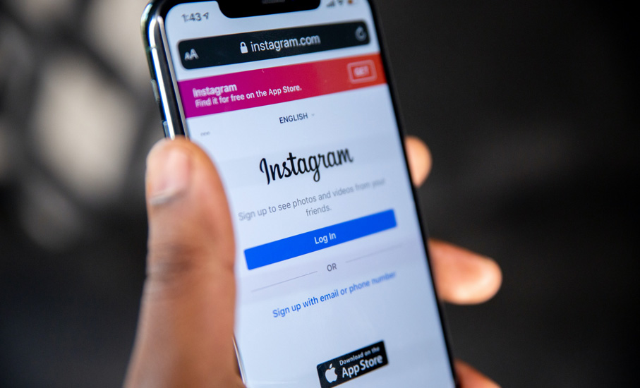 phone with instagram login screen