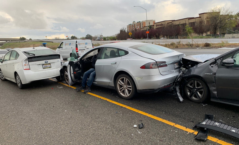 multi-car accident on the highway