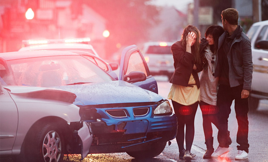 woman crying after vehicle accident with another car