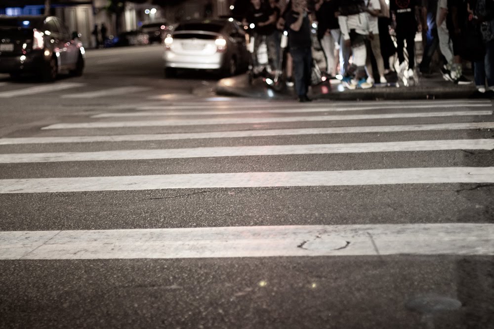 crosswalk in city at night