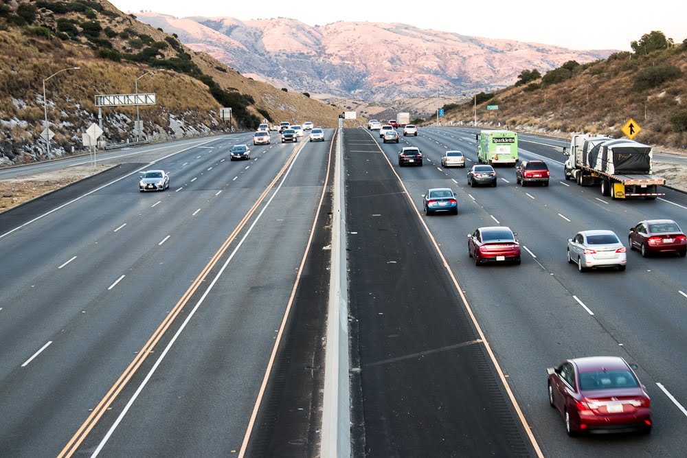 multi lane highway with cars