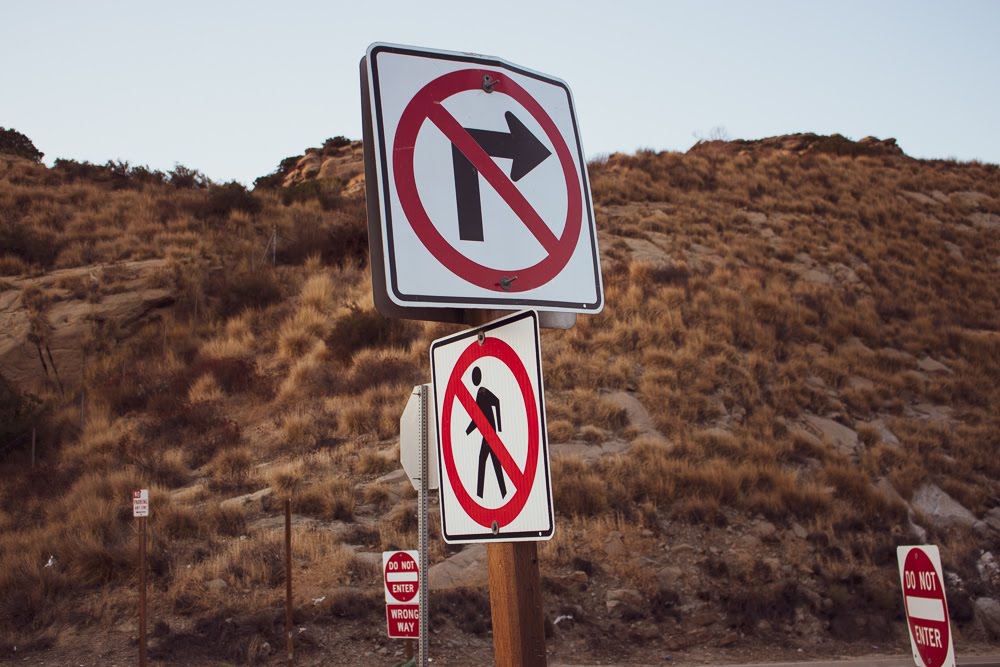 no right turn, no pedestrian, do not enter signs