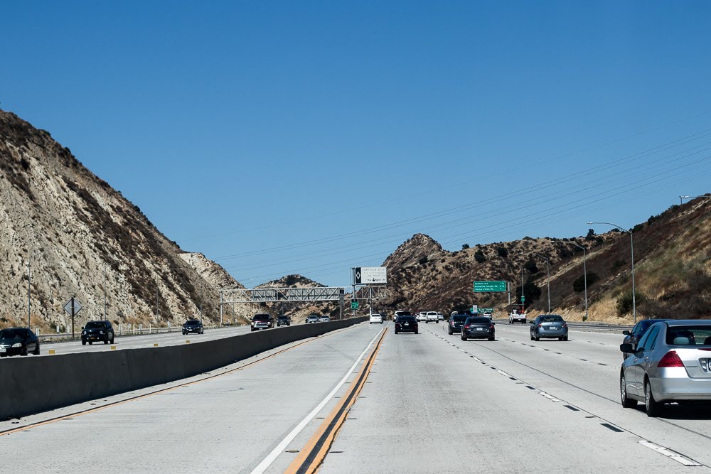 multilane highway in desert mountains