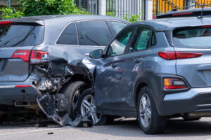 blue cars in a crash