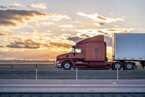 red semi-truck