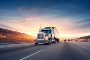 tractor-trailer on freeway