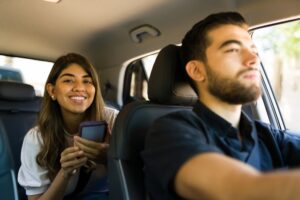 woman riding with Lyft driver