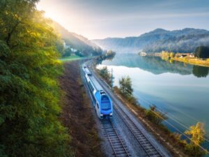 aerial view of train