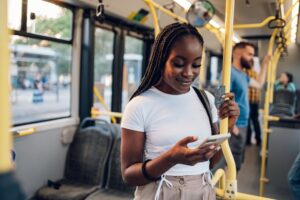 black woman on a train