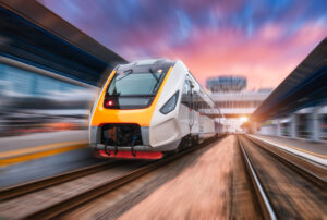 high-speed train on railway